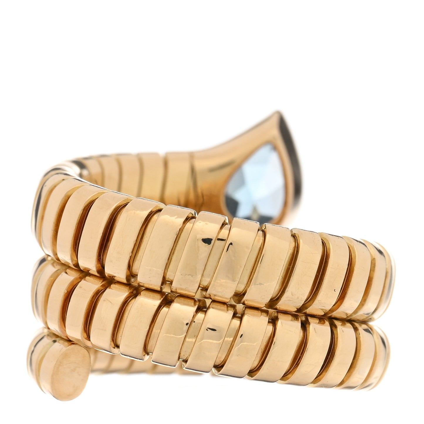 18K Yellow Gold Blue Topaz Tubogas Ring 53 6.5