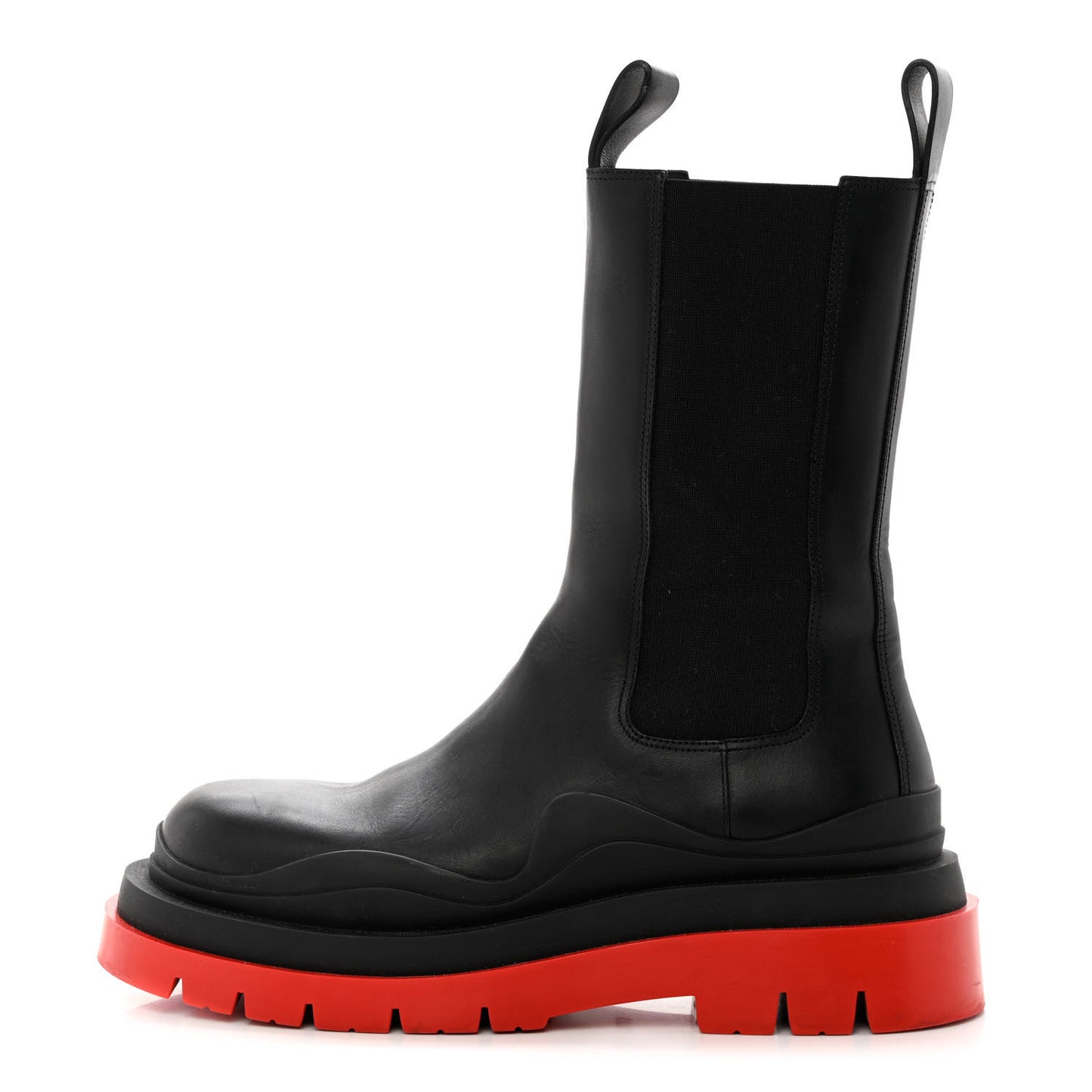 Calfskin The Tire Chelsea Boots 41 Black Bright Red