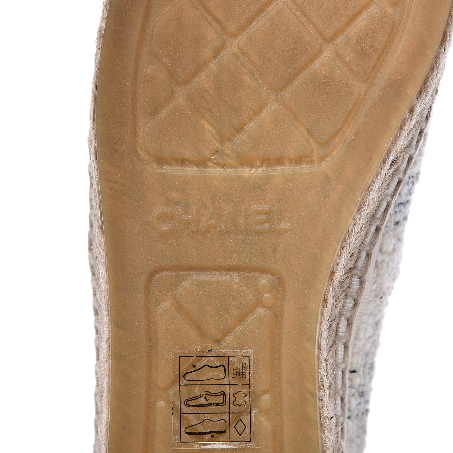 Chanel Tweed CC Espadrilles 41 Ecru White Blue Black 7 of 10
