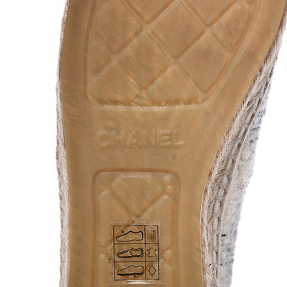 Chanel Tweed CC Espadrilles 41 Ecru White Blue Black 7 of 10