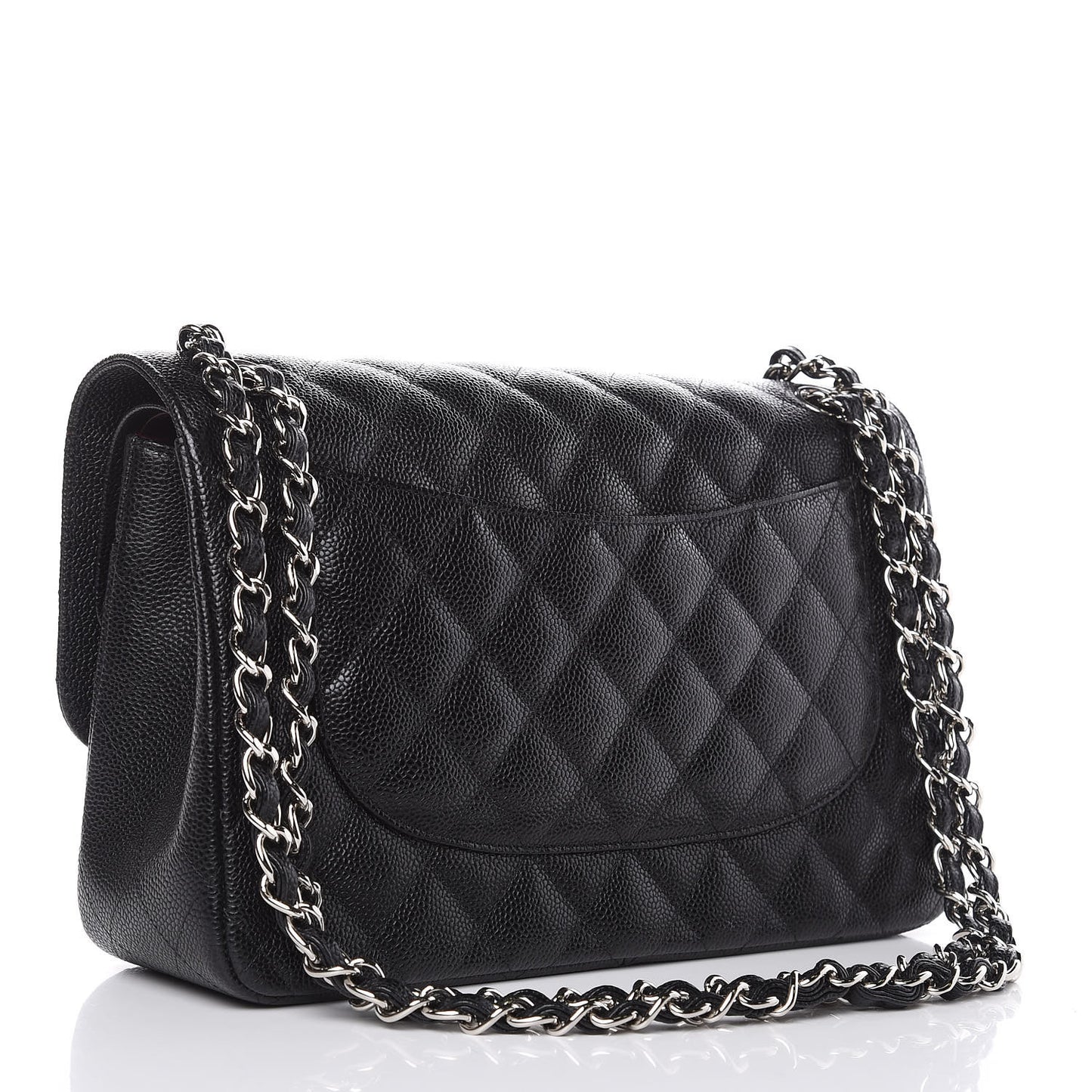 Caviar Quilted Jumbo Double Flap Black