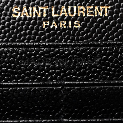 Saint Laurent Grain De Poudre Matelasse Chevron Monogram Chain Wallet Black 8 of 12
