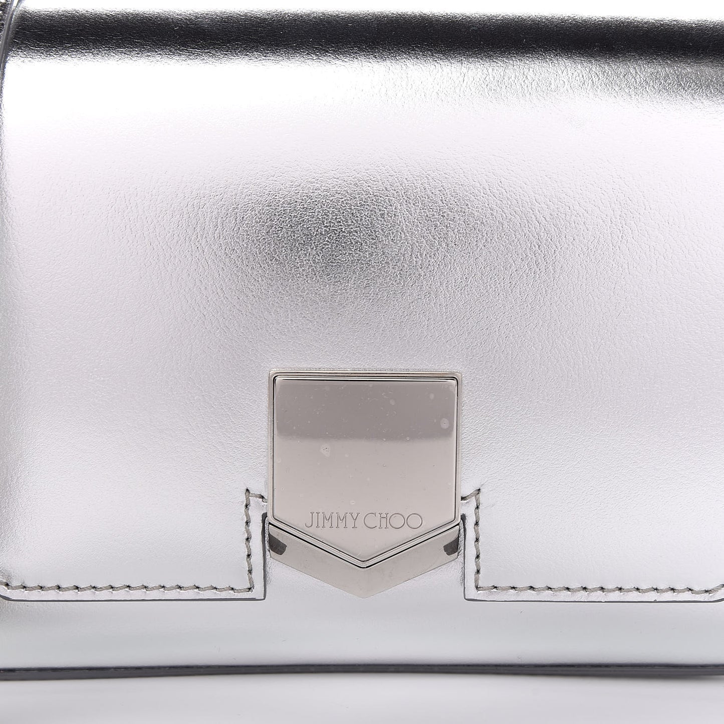 Metallic Calfskin Lockett Petite Shoulder Bag Silver