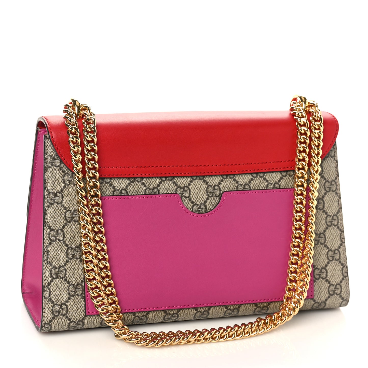 GG Supreme Monogram Calfskin Medium Padlock Shoulder Bag Beige Hibiscus Red New Rosette