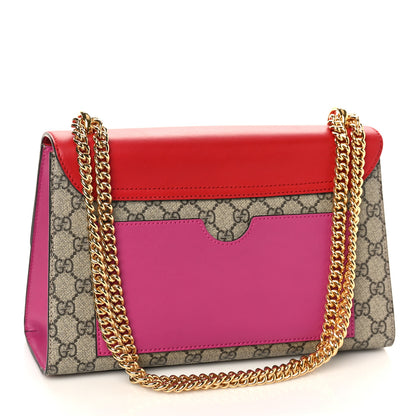 Gucci GG Supreme Monogram Calfskin Medium Padlock Shoulder Bag Beige Hibiscus Red New Rosette 3 of 9