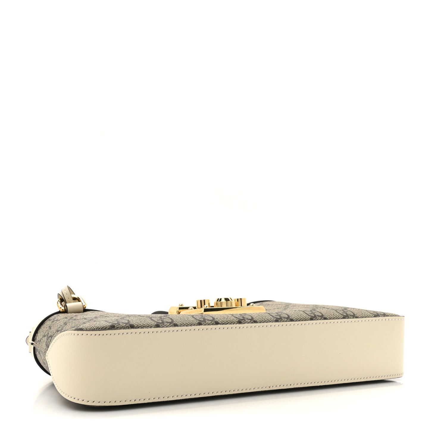 GG Supreme Monogram Calfskin Small Padlock Chain Shoulder Bag Beige Ebony Mystic White