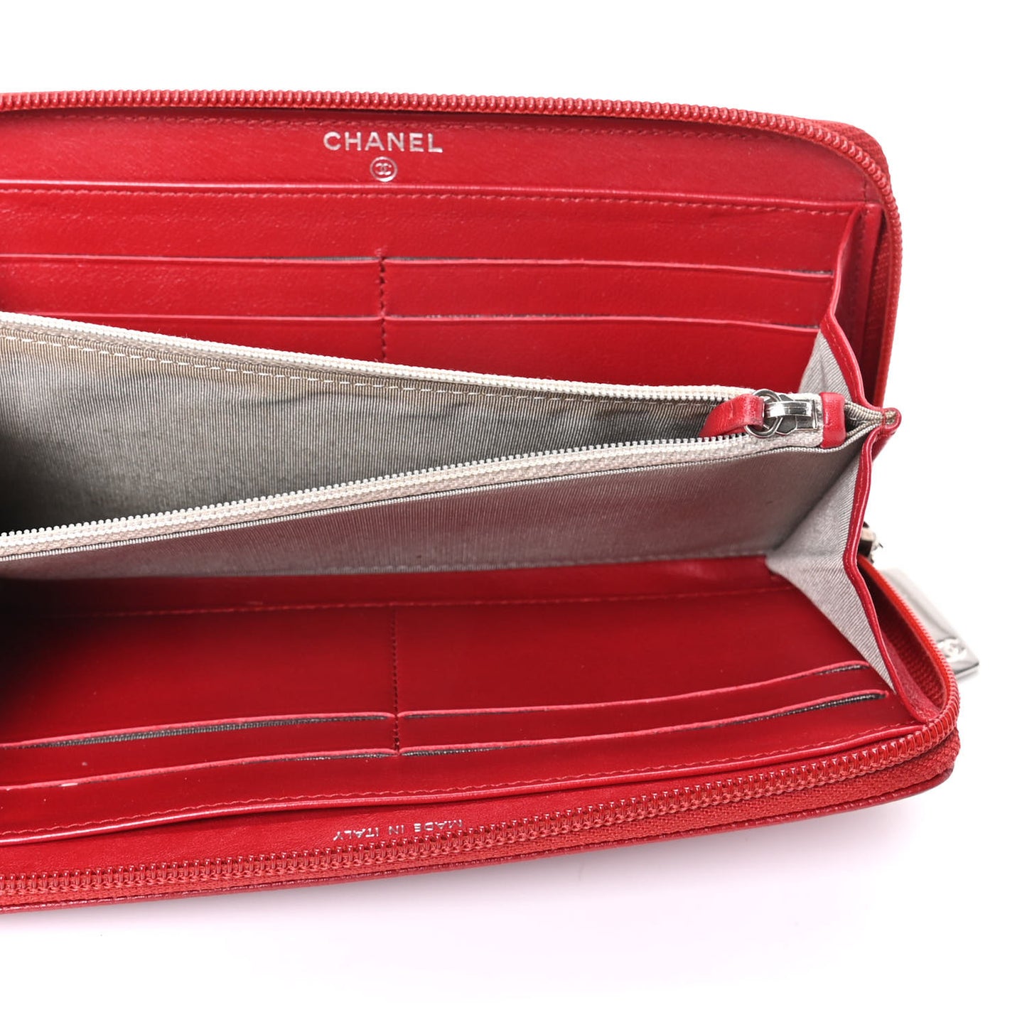 Caviar Large Timeless CC Zip Around Wallet Red