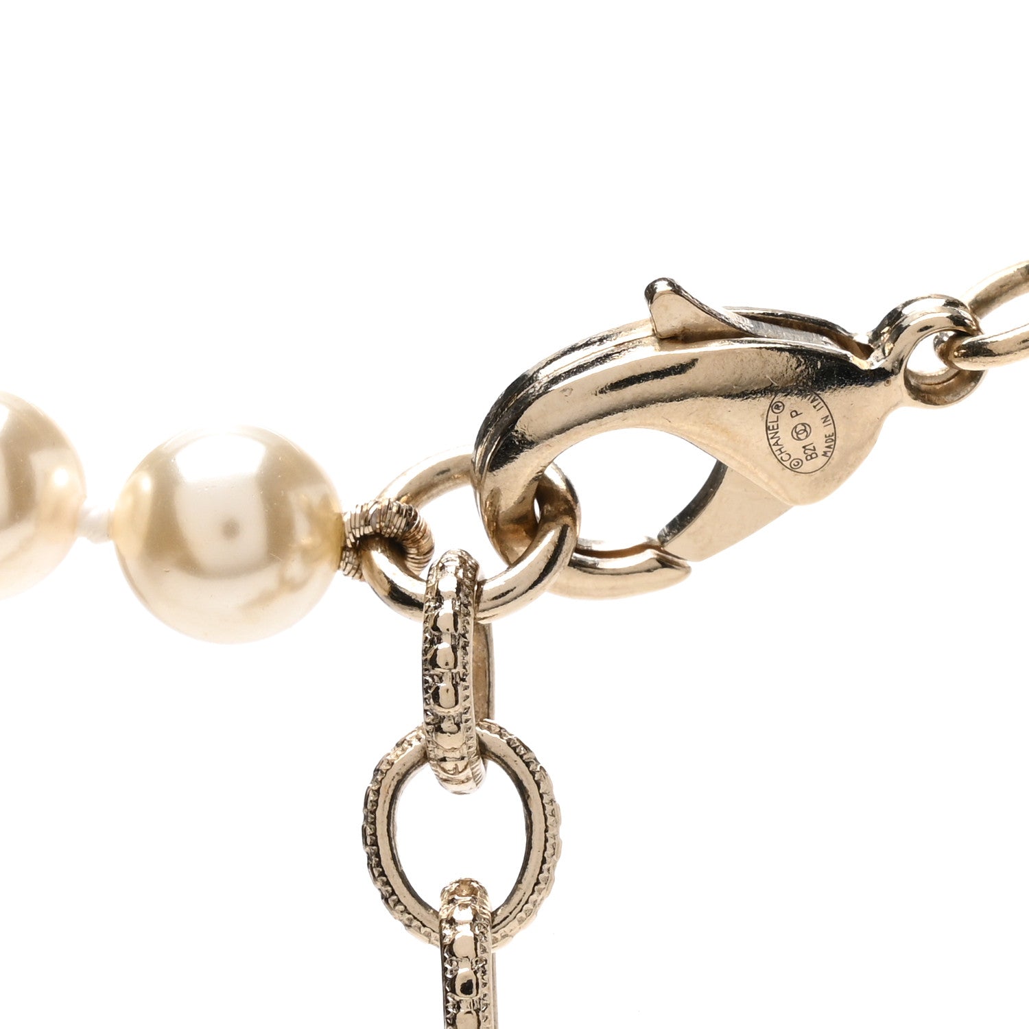 Chanel Pearl Crystal CC Logo Belt 85/34 Gold Pearly White 3 of 5