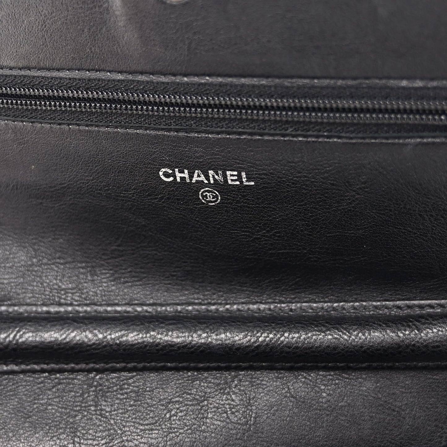 Calfskin Quilted Chain Around Boy Wallet On Chain WOC Black