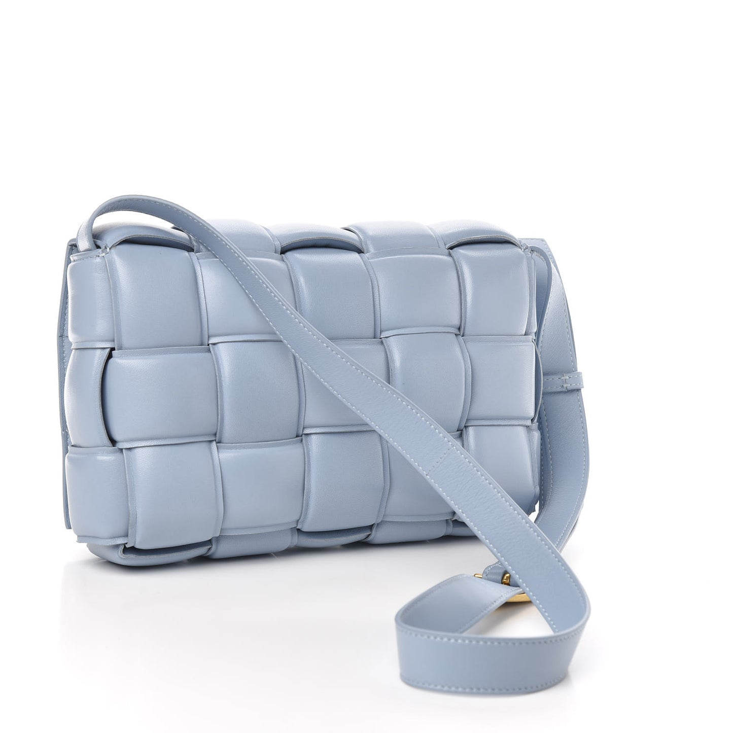 Nappa Maxi Intreccio Padded Cassette Crossbody Bag Ice