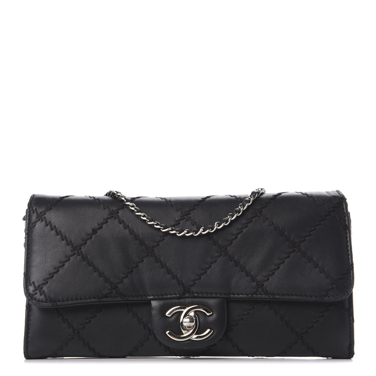 Lambskin Ultimate Stitch Clutch Flap Black