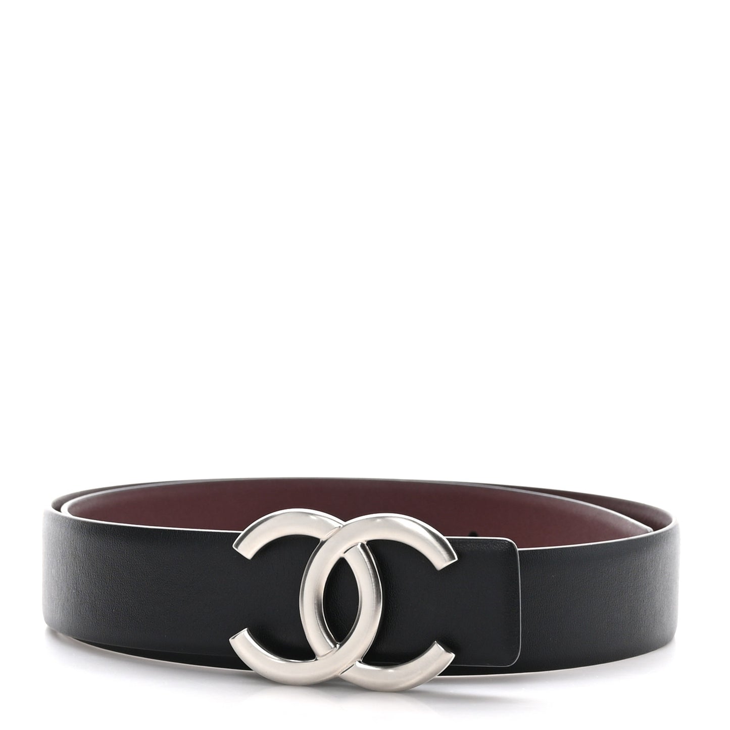 Calfskin CC Reversible Belt 75 30 Black Burgundy