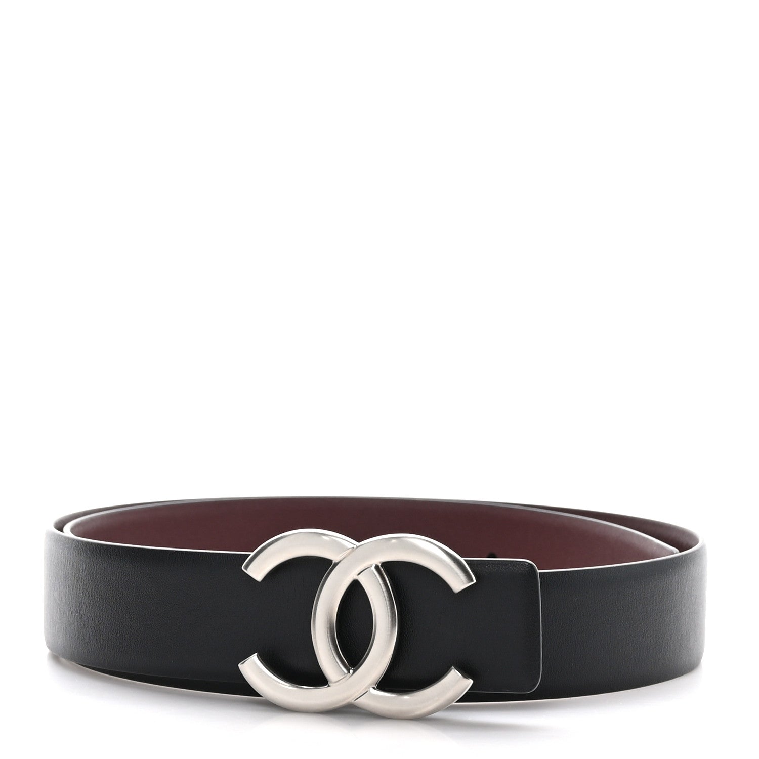 Chanel Calfskin CC Reversible Belt 75 30 Black Burgundy 3 of 7
