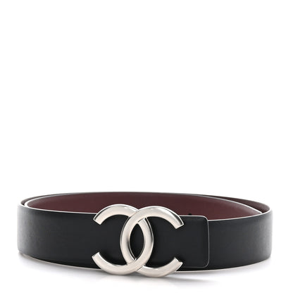 Chanel Calfskin CC Reversible Belt 75 30 Black Burgundy 3 of 7