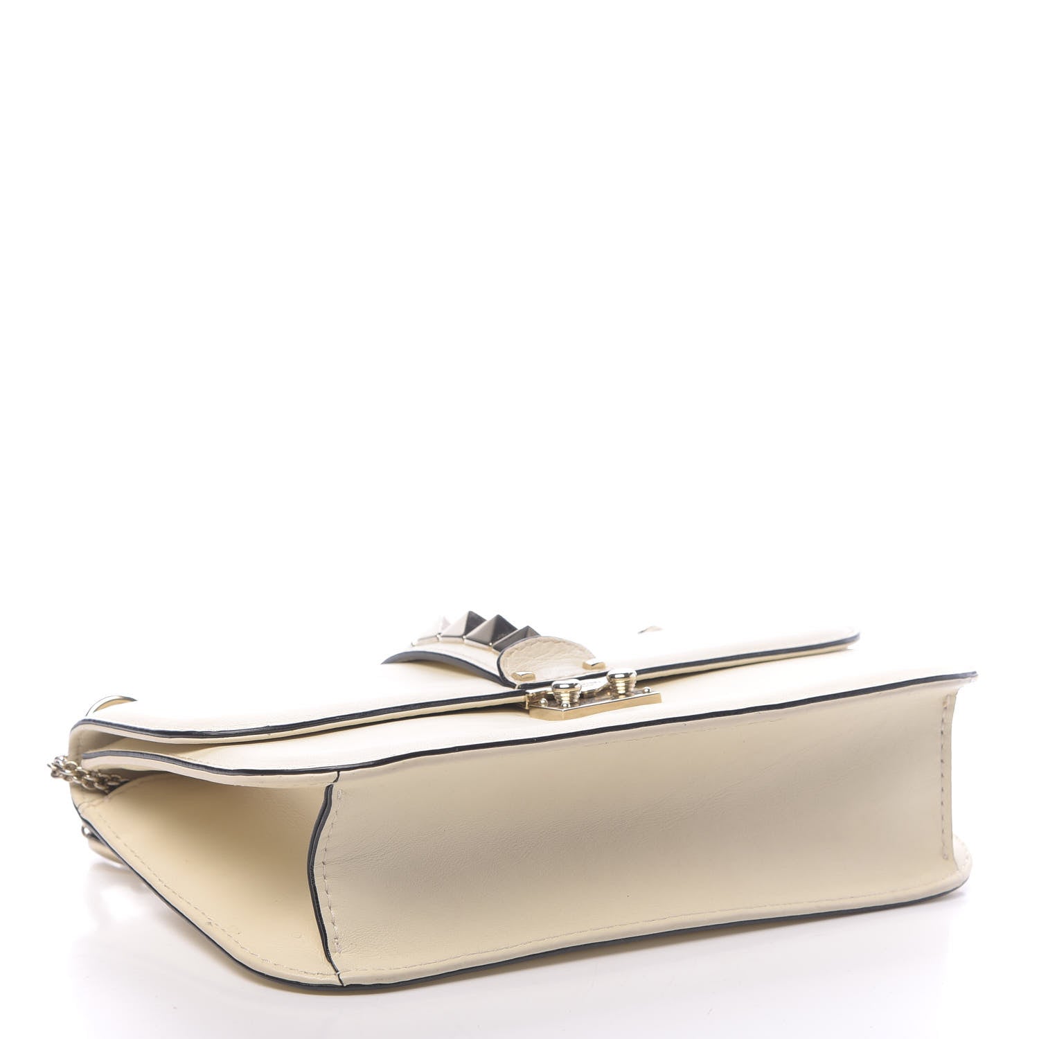 Valentino Garavani Vitello Medium Glam Lock Rockstud Flap Light Ivory 4 of 11