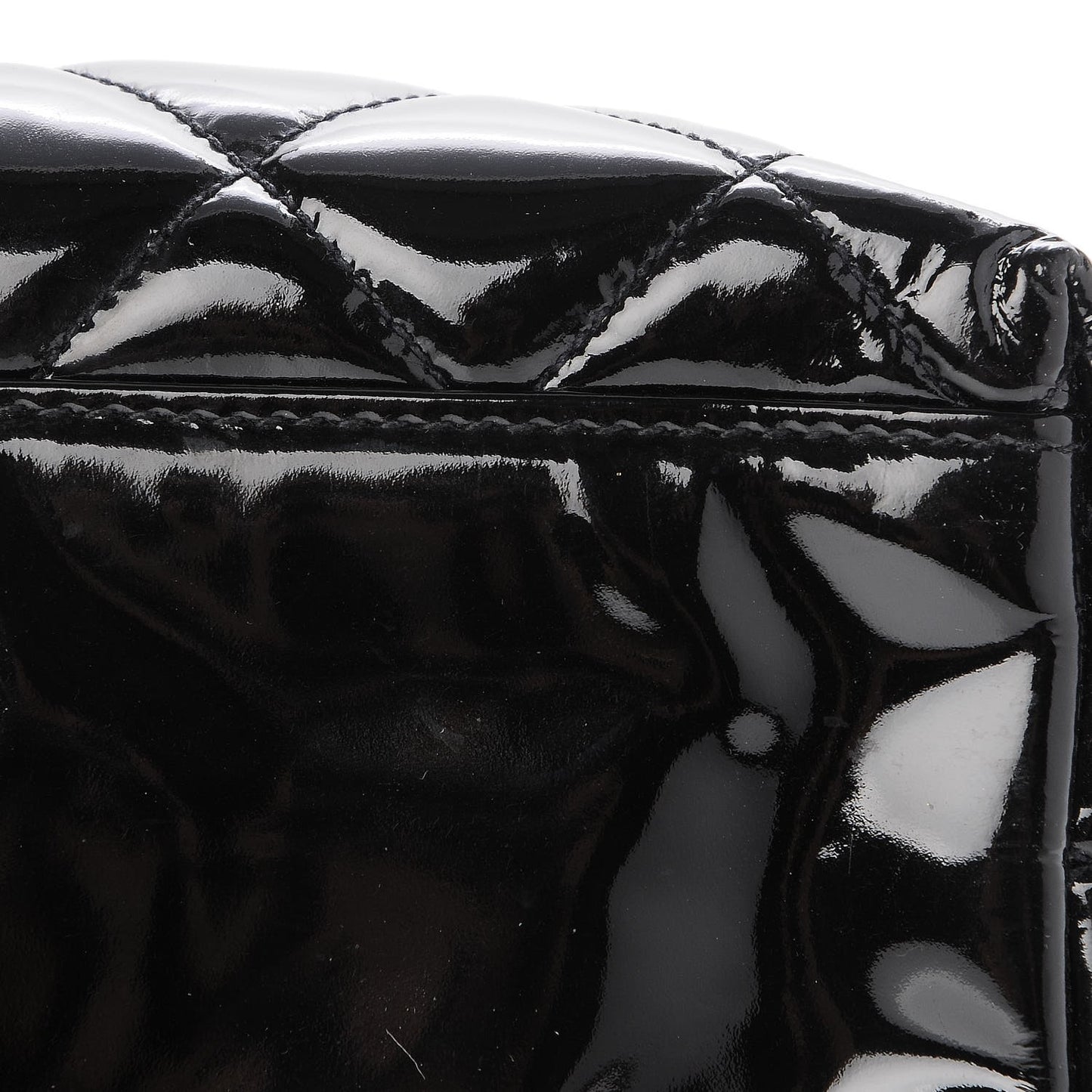 Patent Quilted Shoulder Bag Black