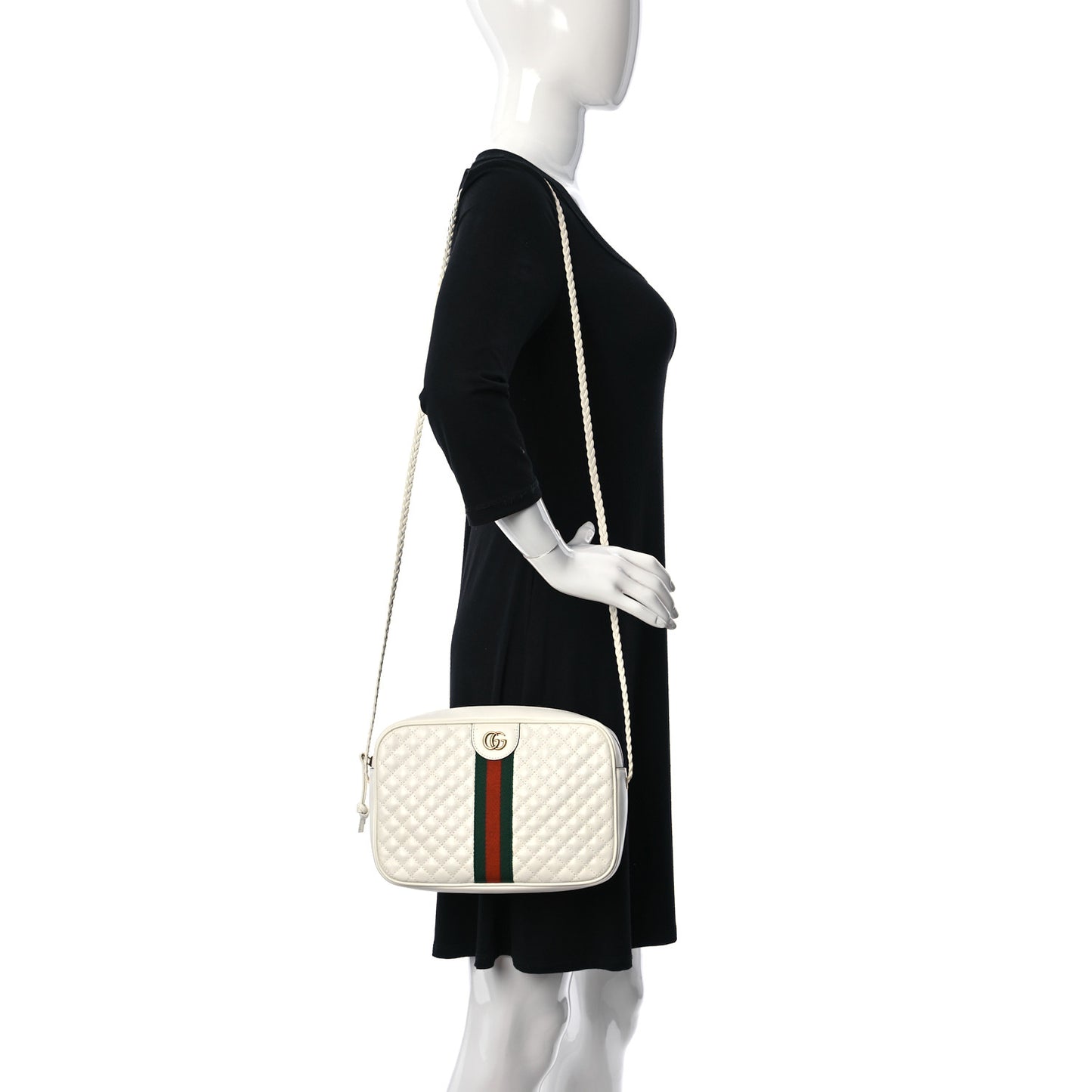 Calfskin Web Trapuntata Small Shoulder Bag White