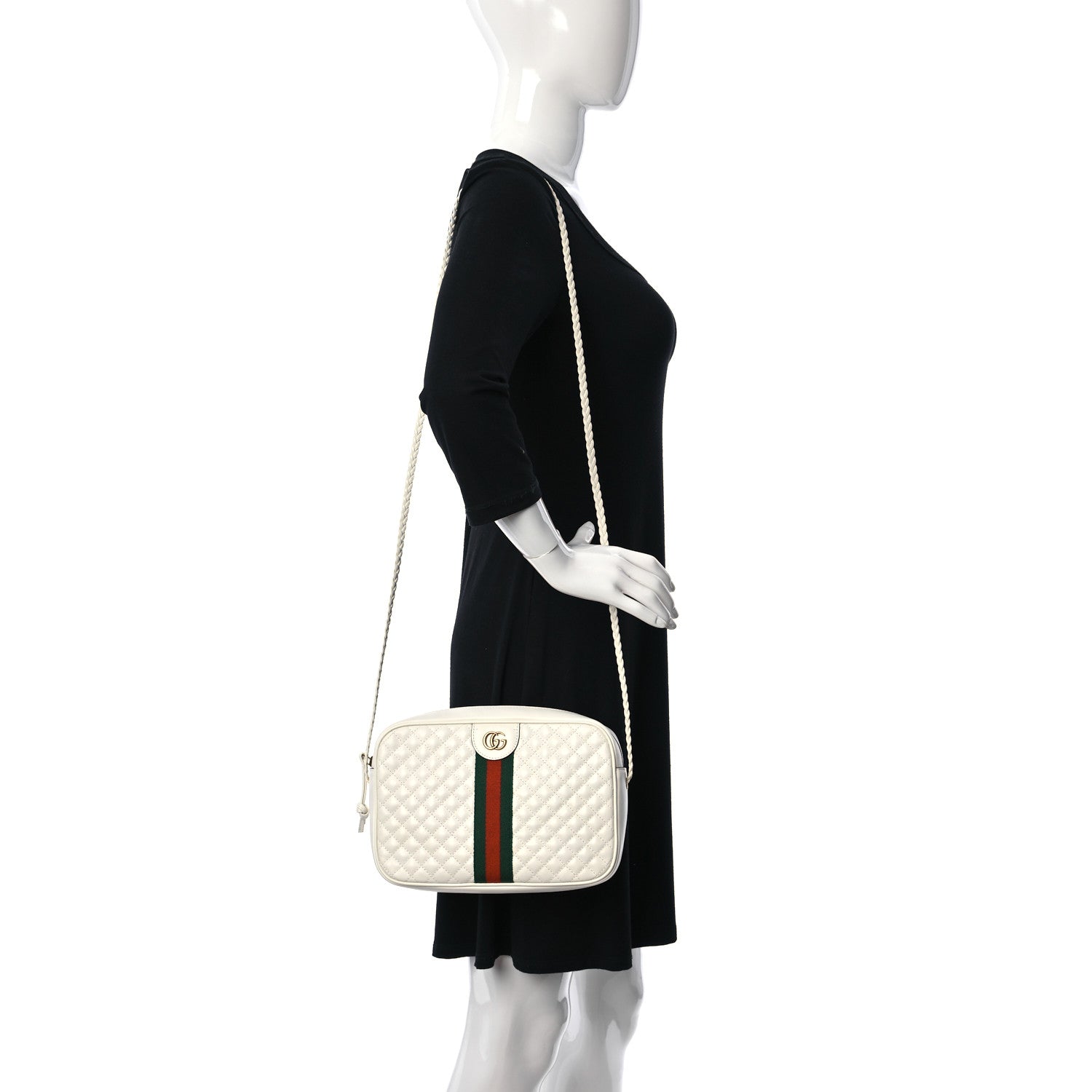 Gucci Calfskin Web Trapuntata Small Shoulder Bag White 2 of 10