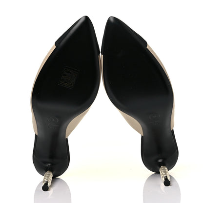 Chanel Lambskin Grosgrain Cap Toe Pearl Mule 41.5 Beige Black 6 of 10