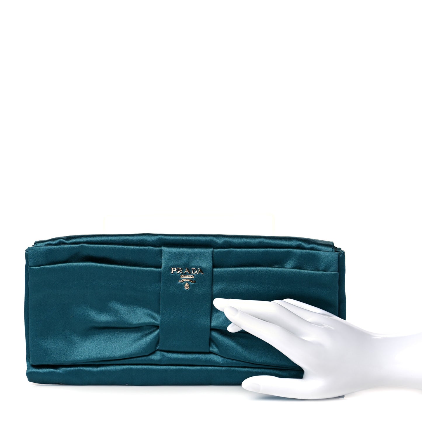 Satin Rasso Bow Pochette Clutch Turchese
