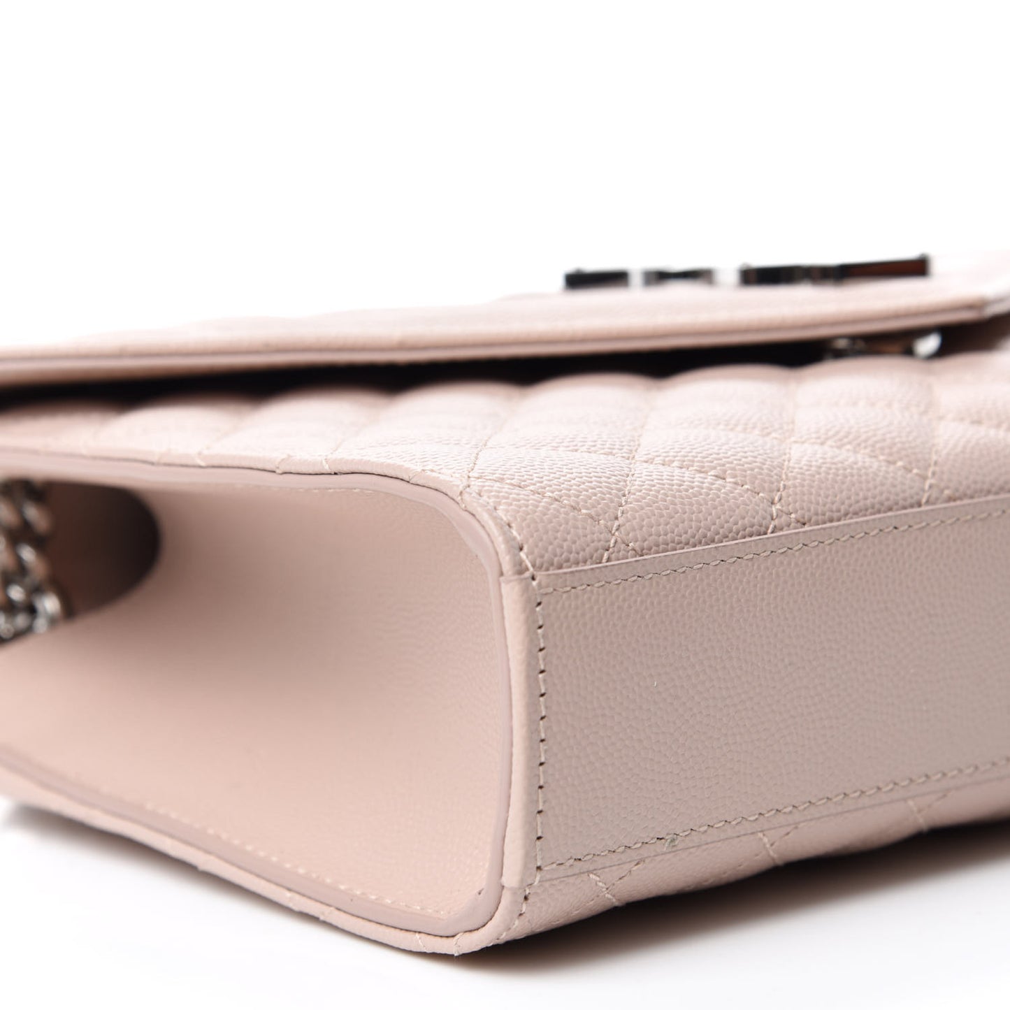 Grain De Poudre Textured Mixed Matelasse Medium Triquilt Monogram Satchel Marble Pink