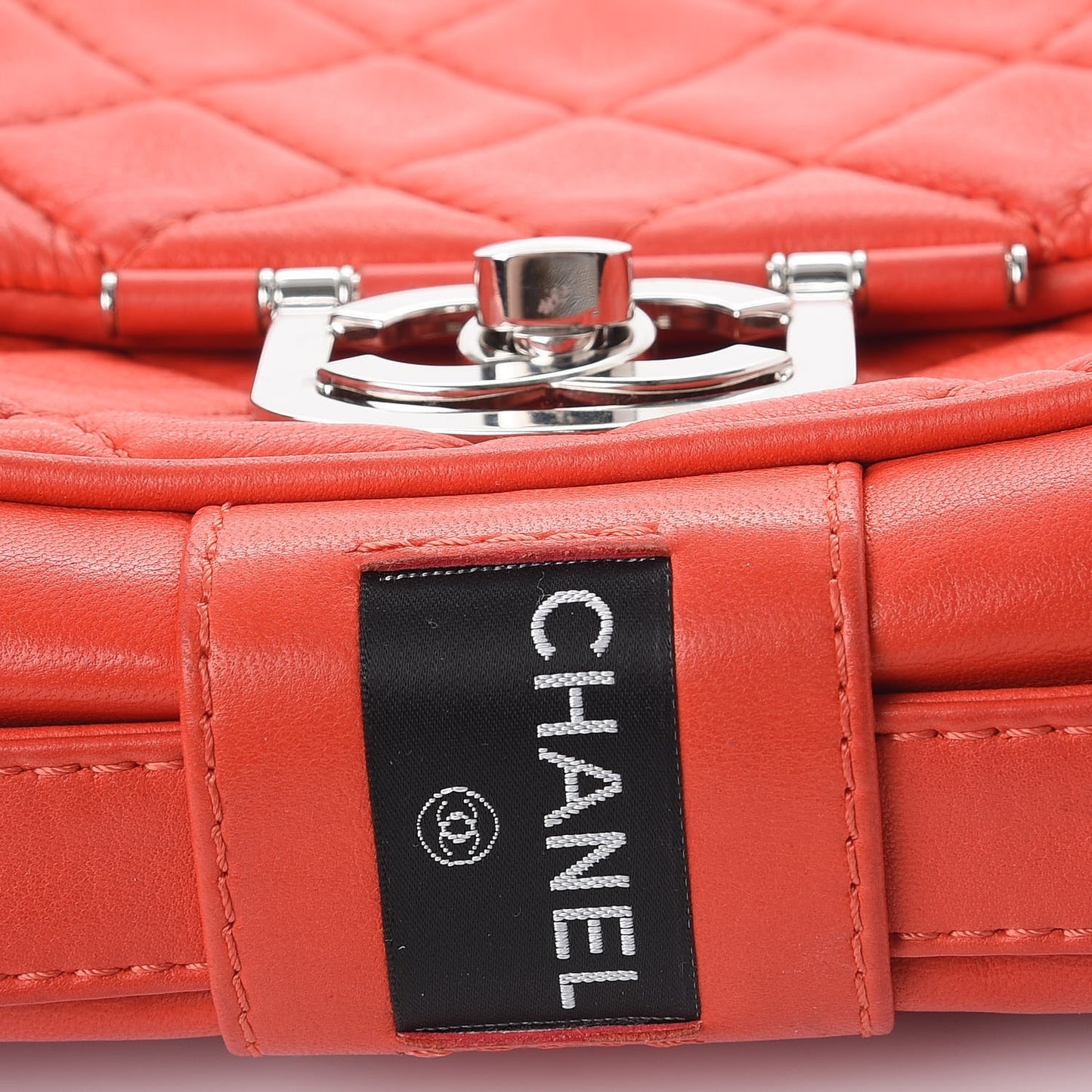 Lambskin Quilted Medium Icons Secret Label Flap Coral