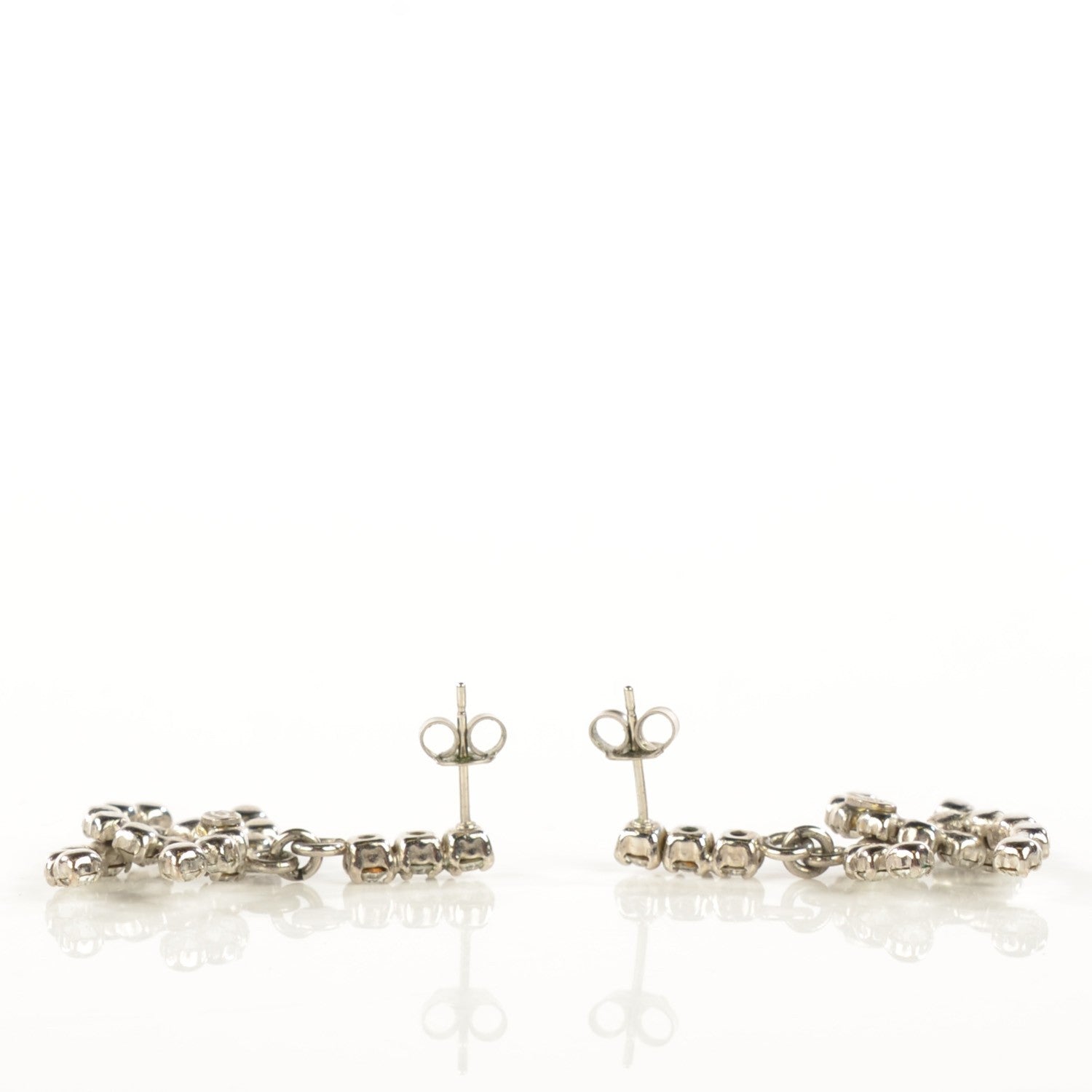 Chanel Crystal CC Drop Earrings Silver 3 of 3