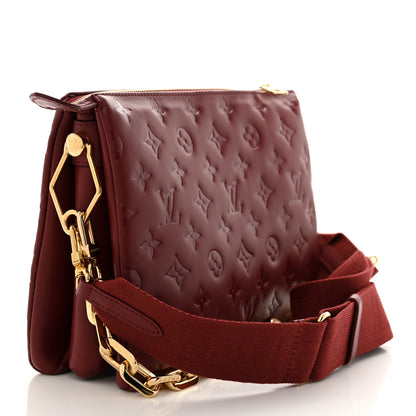 Louis Vuitton Lambskin Embossed Monogram Coussin PM Wine 3 of 9