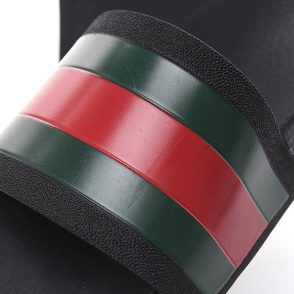 Gucci Rubber Web Mens Pool Slide Sandals 8 Black Green Red 7 of 9