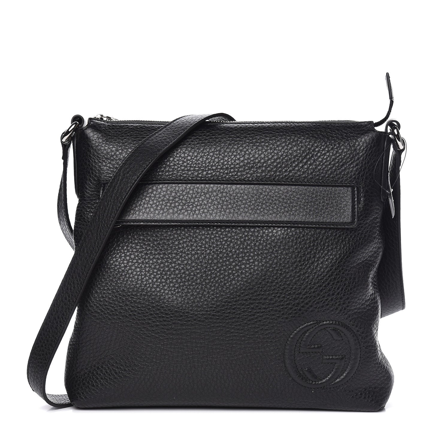 Pebbled Calfskin Medium Soho Messenger Bag Black