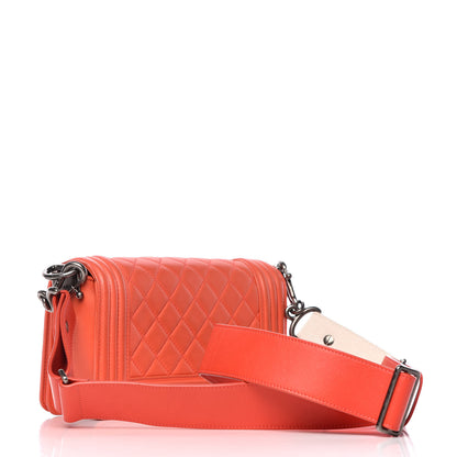 Chanel Lambskin Stingray Quilted Small Boy Flap Orange 3 of 12