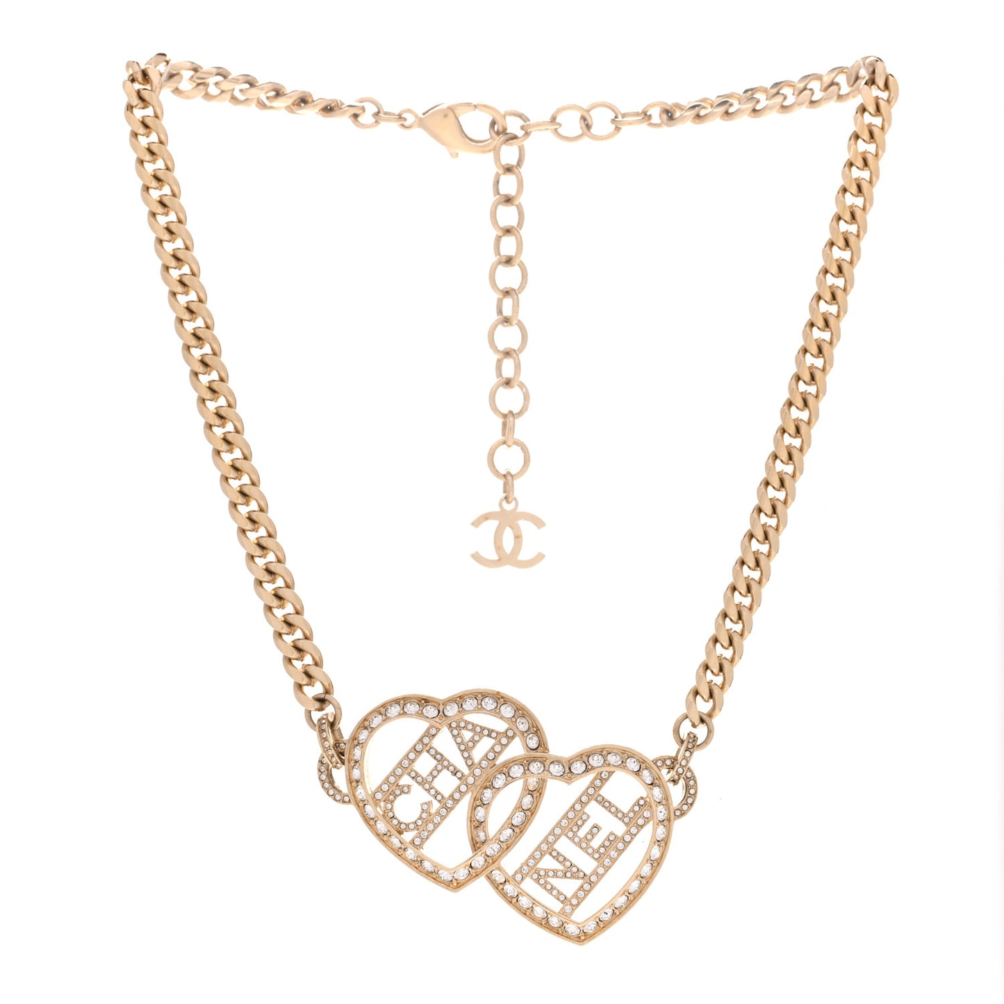 Crystal Logo Heart Choker Gold