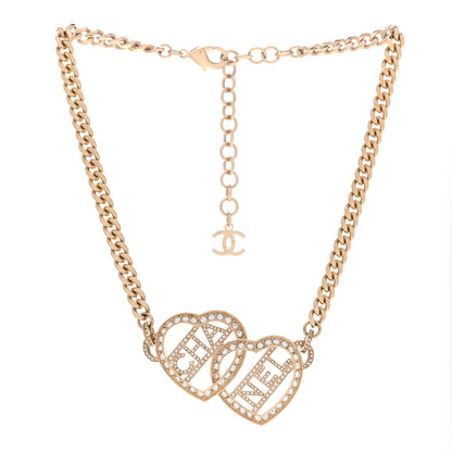 Chanel Crystal Logo Heart Choker Gold 3 of 6