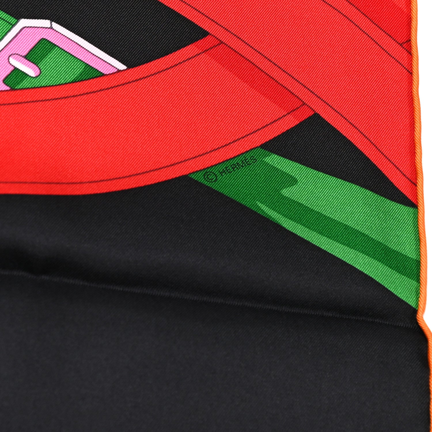 Hermes Silk Grand Manege Detail Scarf 90 Black Vert Rose Vif 4 of 5