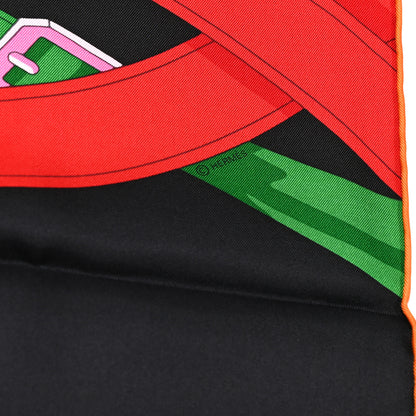 Hermes Silk Grand Manege Detail Scarf 90 Black Vert Rose Vif 4 of 5