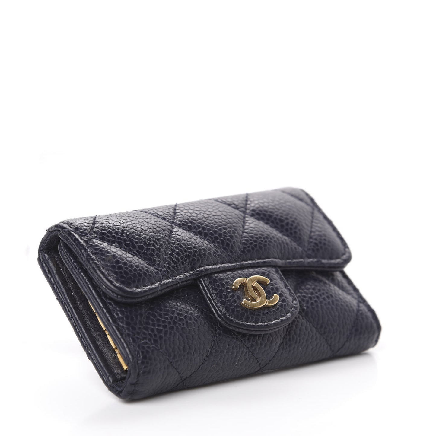 Caviar Quilted 6 Key Holder Blue