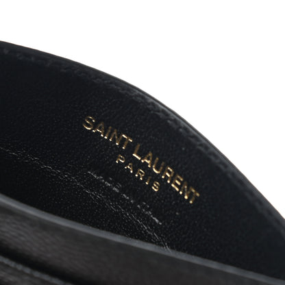 Saint Laurent Grain De Poudre Matelasse Chevron Monogram Credit Card Case Black 6 of 8