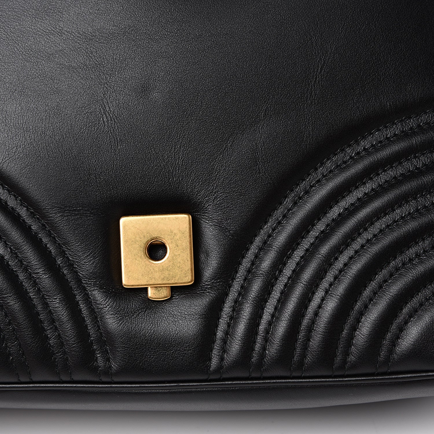 Gucci Calfskin Matelasse Small GG Marmont Top Handle Shoulder Bag Black 8 of 11