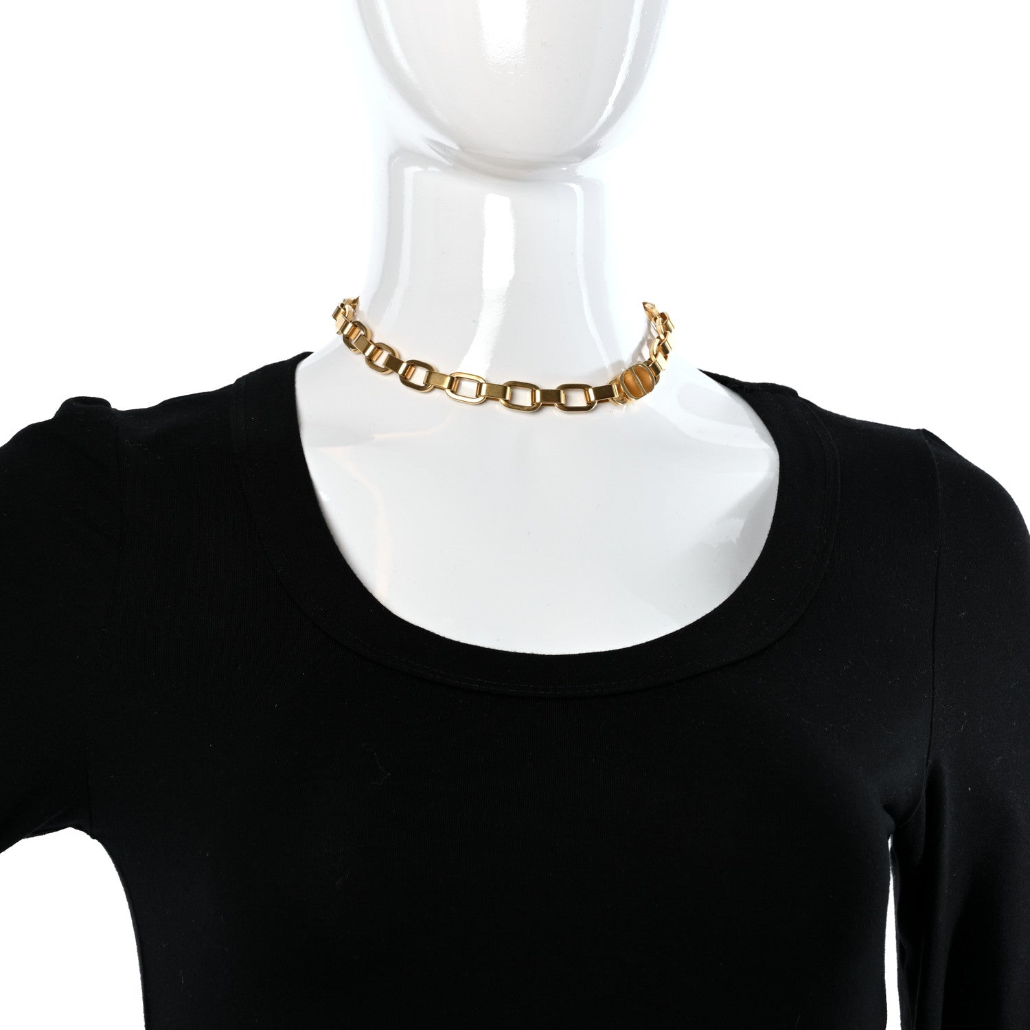 Christian Dior Metal 30 Montaigne Chain Choker Necklace Gold 2 of 4