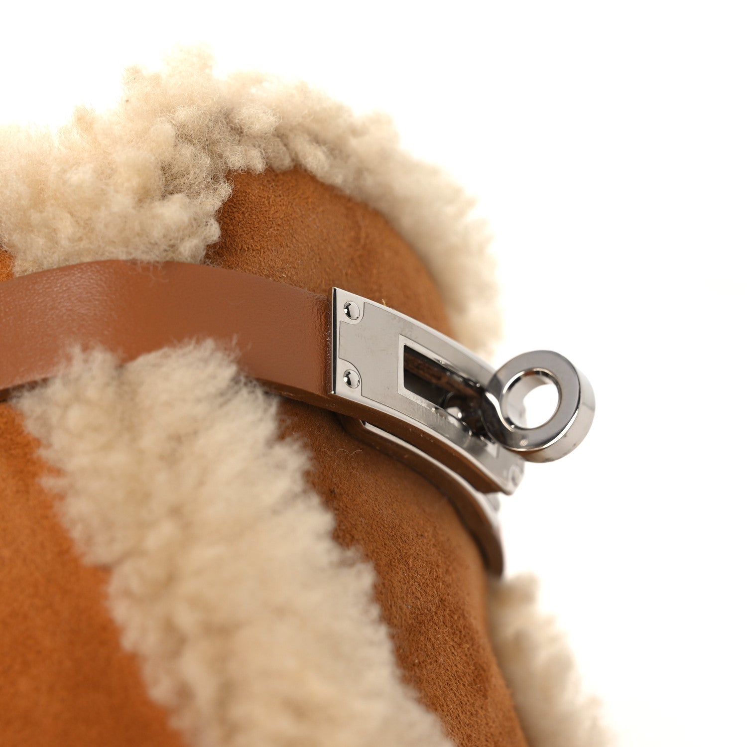 Hermes Suede Goatskin Shearling Womens Oz Mules 39 Natural Ecru 10 of 11