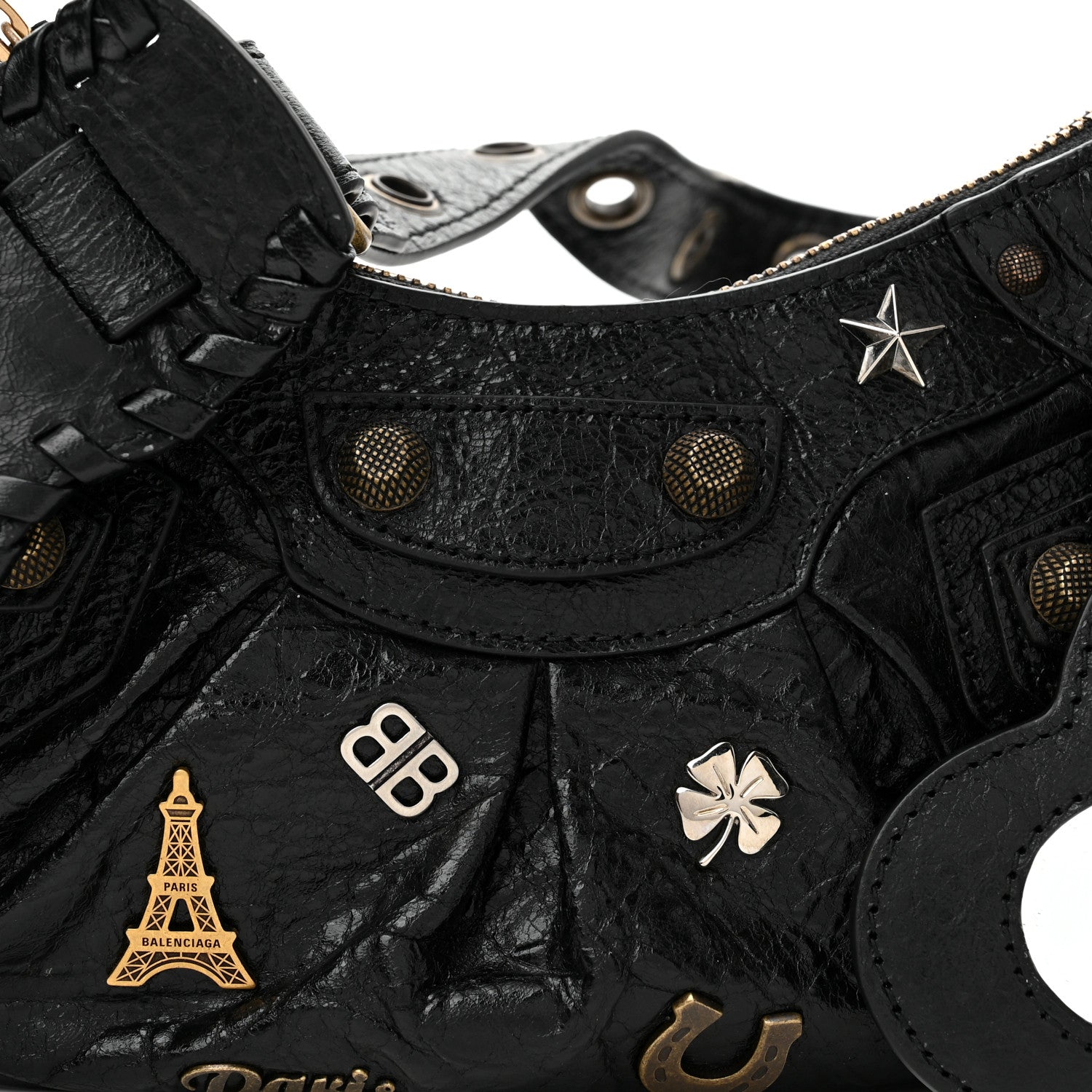 Balenciaga Agneau Arena Pin Embellished Le Cagole Shoulder Bag XS Black 8 of 10