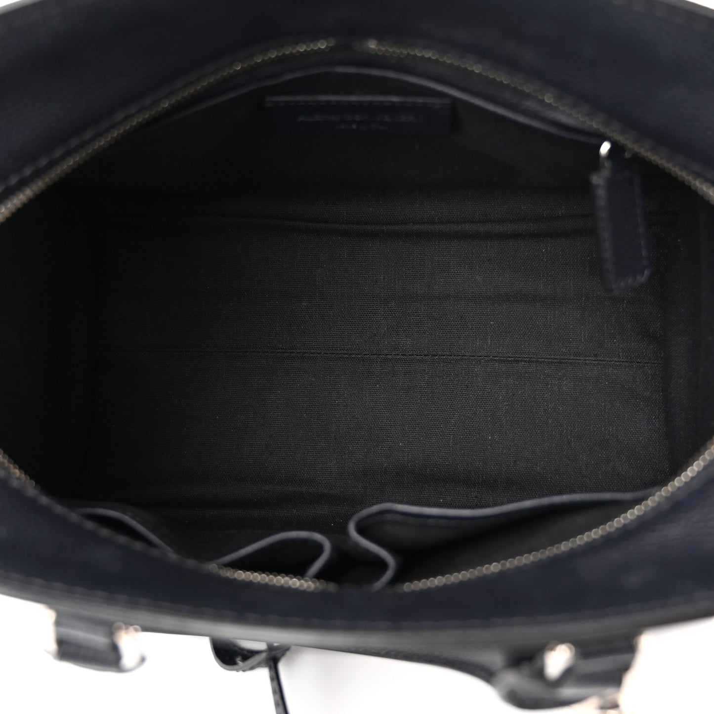 Pebbled Calfskin Small Skull Padlock Zip Around Tote Navy