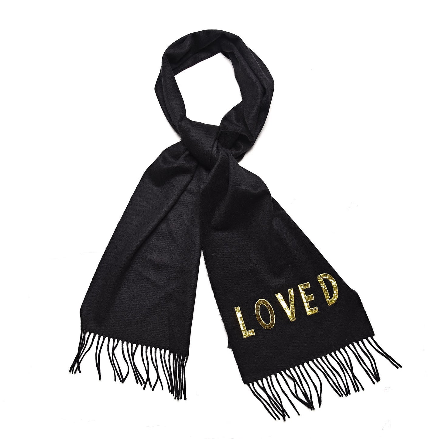 Silk Cashmere Sequins Lovesh Scarf Black