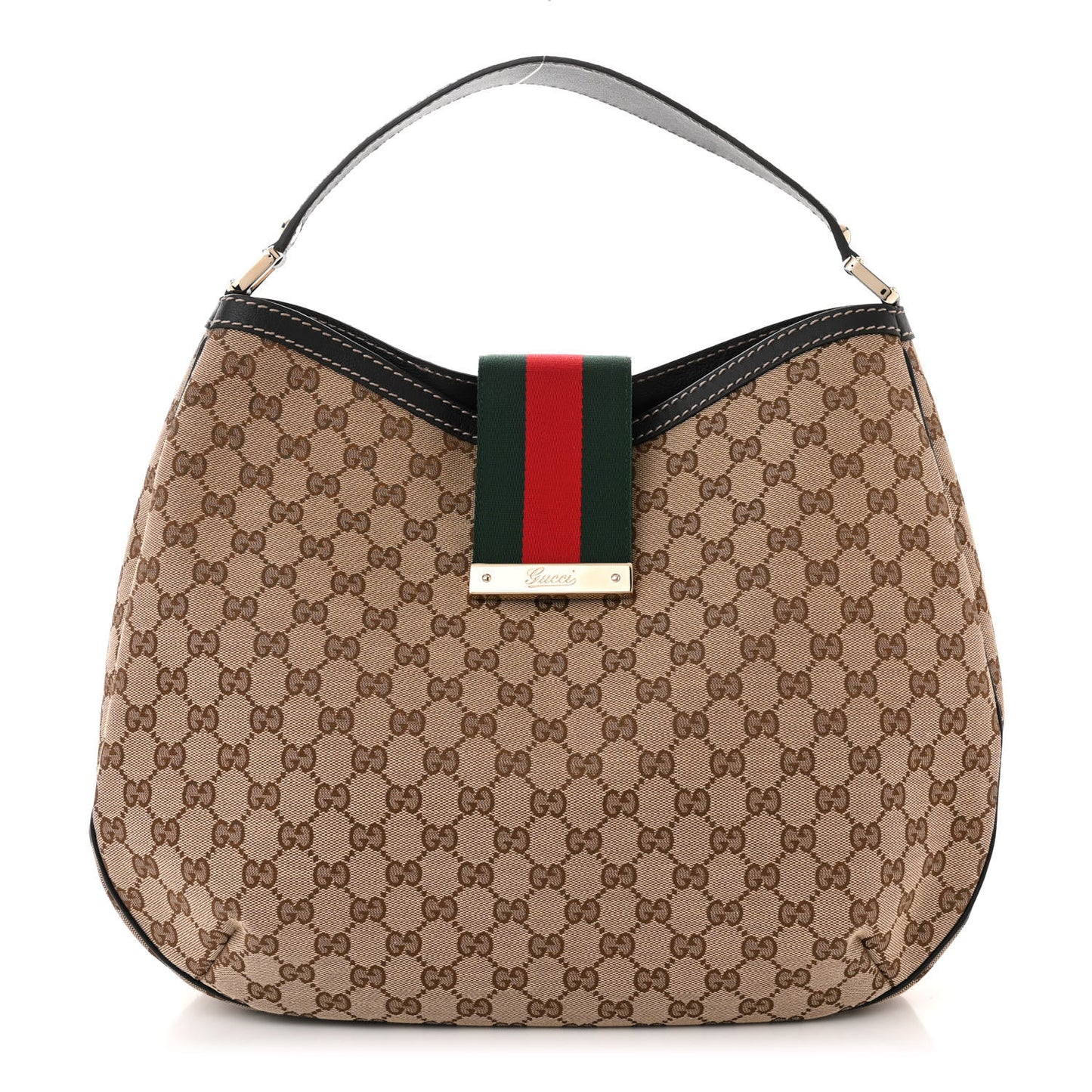 Monogram Large New Ladies Web Hobo Dark Brown