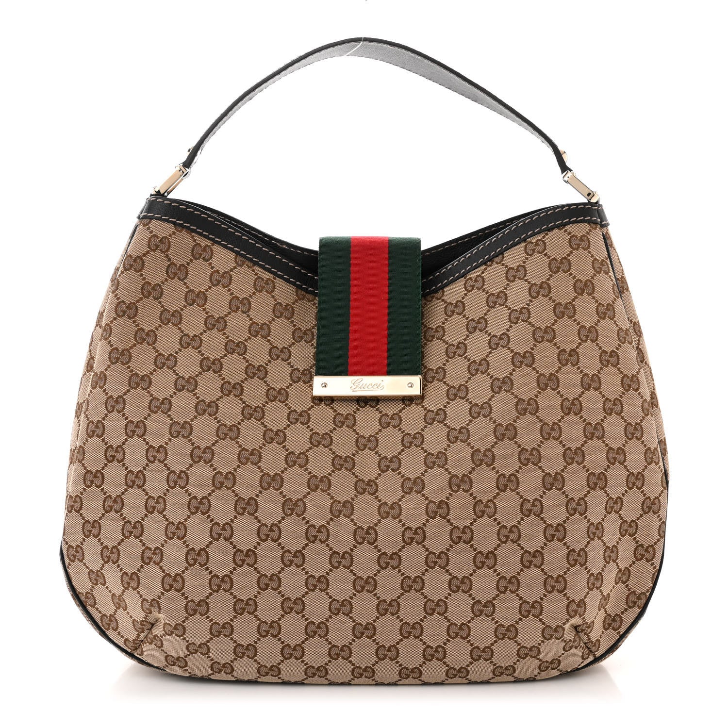Gucci Monogram Large New Ladies Web Hobo Dark Brown 1 of 10