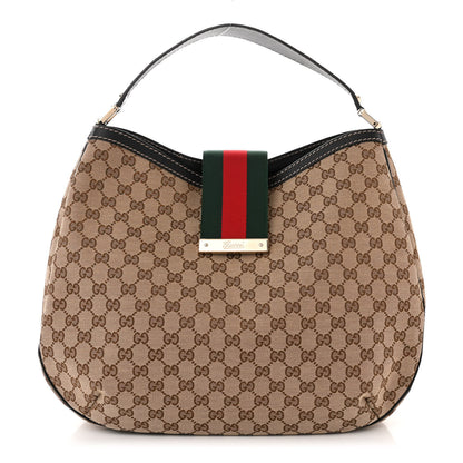 Gucci Monogram Large New Ladies Web Hobo Dark Brown 1 of 10