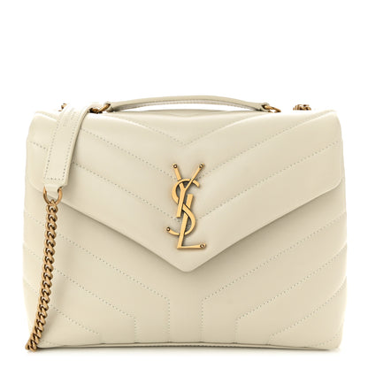 Saint Laurent Calfskin Y Quilted Monogram Small Loulou Chain Satchel Crema Soft 2 of 19