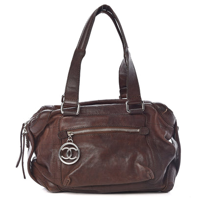 Chanel Calfskin Stitched Outdoor Ligne Bowler Brown 1 of 24