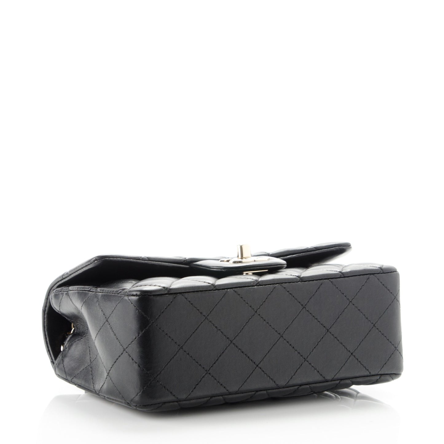 Lambskin Quilted Mini Rectangular Flap Black