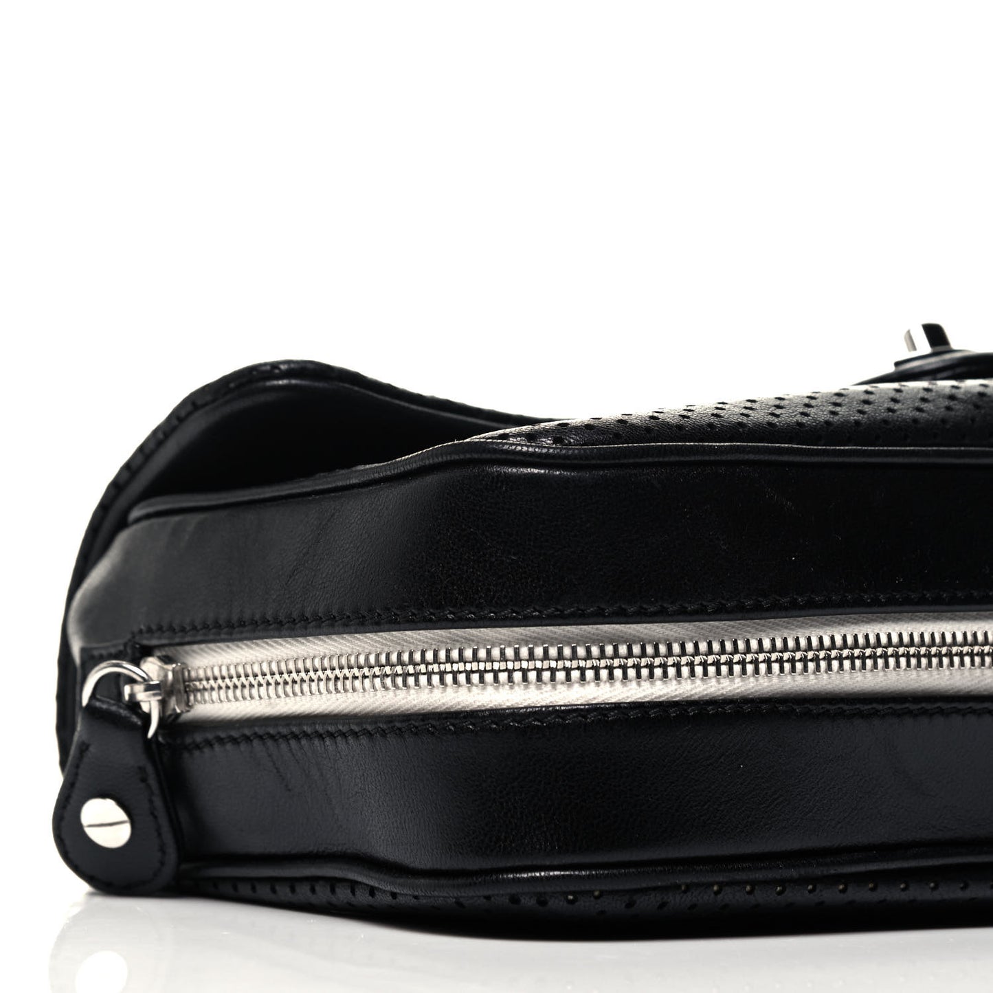 Lambskin Perforated Medium Baseball Spirit Flap Black